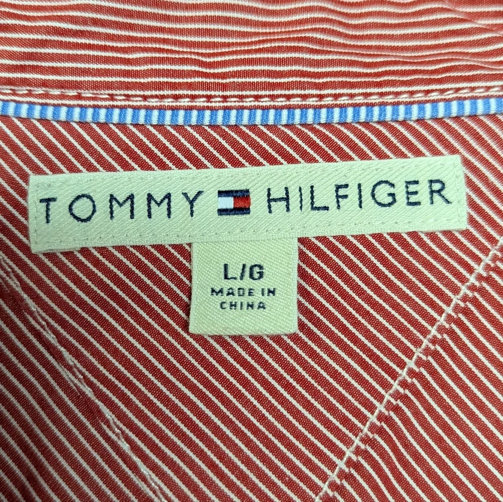 Vintage Y2K Red And White Striped Button Down By Tommy Hilfiger Size L - Picture 4 of 7